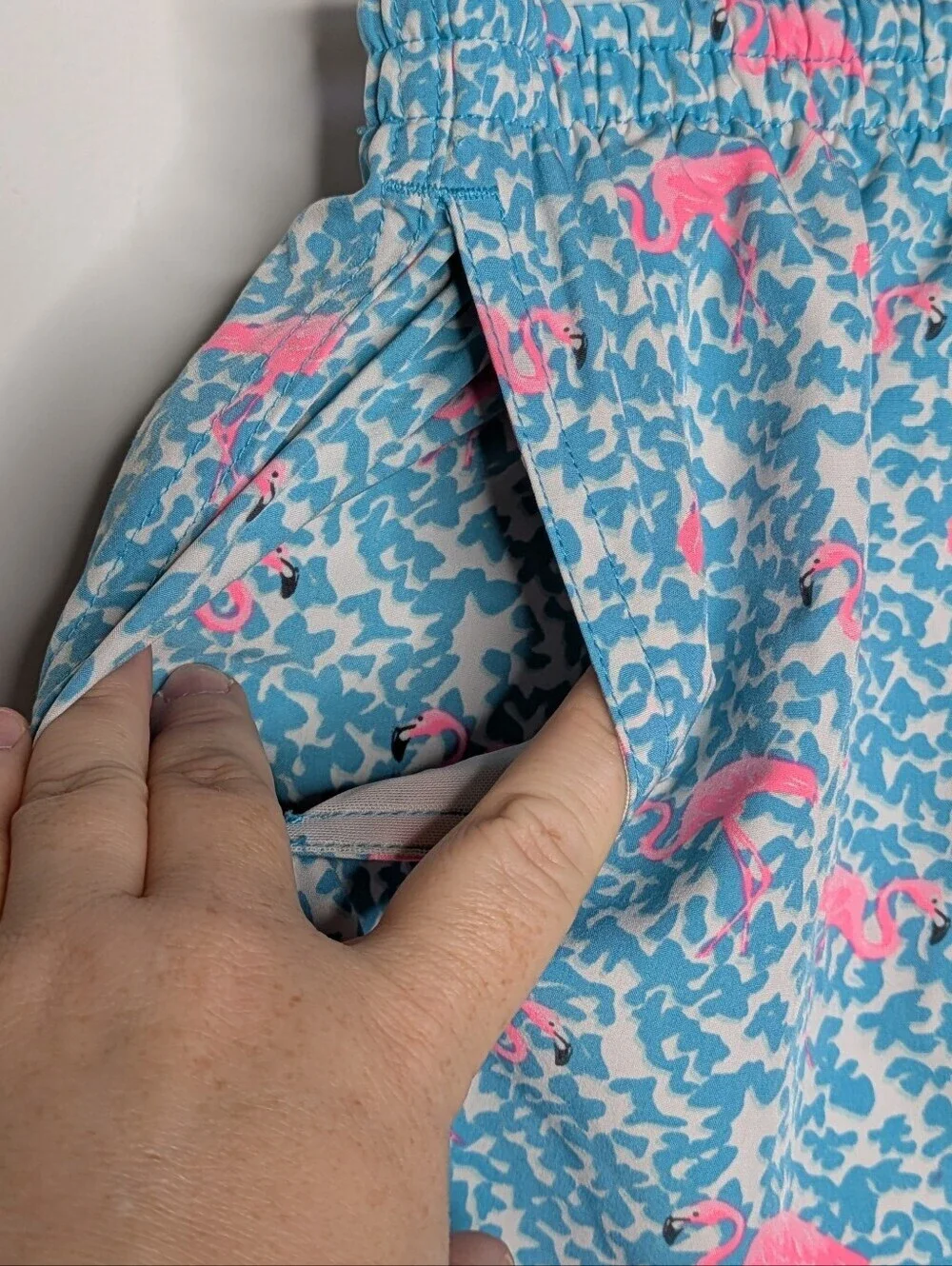 Chubbies Blue Pink Flamingo Swim Trunk M